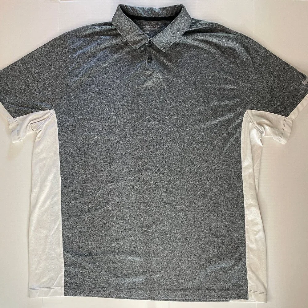 Nike Golf Tour Performance Dri Fit Shirt Men's 2XL Gray Short Sleeve Polo Golfer